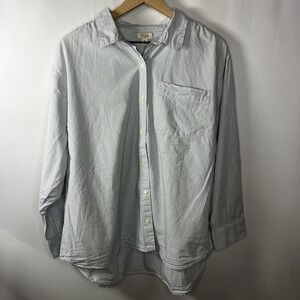 A.N.A. Shirt Women‎ Sz XL Stripe Collared Button Front Long Sleeve Blouse Pocket